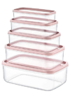 Emhouse tároló doboz szett négyzet 5 részes 0,33+0,53+0,85+1,3+2,1l EP-500 pink