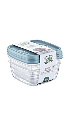 Hobby trend tároló doboz négyzet 3x0,5l 021038 kék