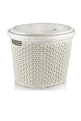 Hobby tároló tetővel kerek rattan 15l 071214