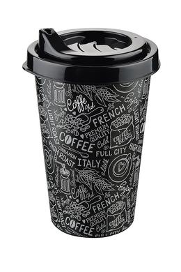 Tuffex pohár kávé mintás tetővel 0,4l TP514 fekete