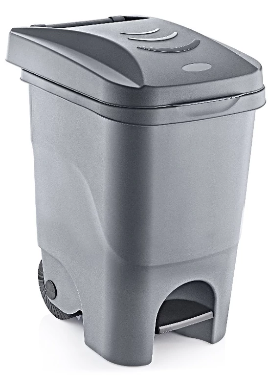 Hobby pedálos szemetes gurulós 60l 011149 szürke