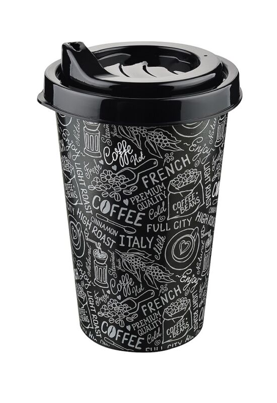 Tuffex pohár kávé mintás tetővel 0,25l TP514 fekete